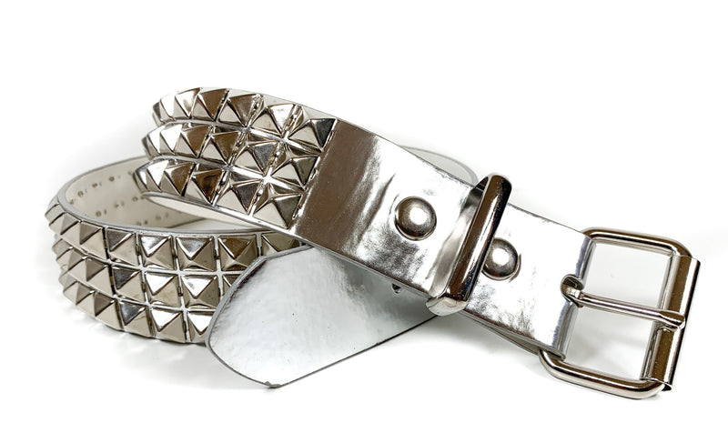 Silver Shiny Patent Studded  Punk Style Belt
