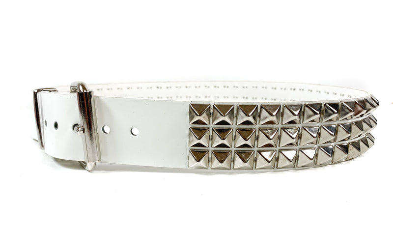 White Shiny Patent Studded  Punk Style Belt