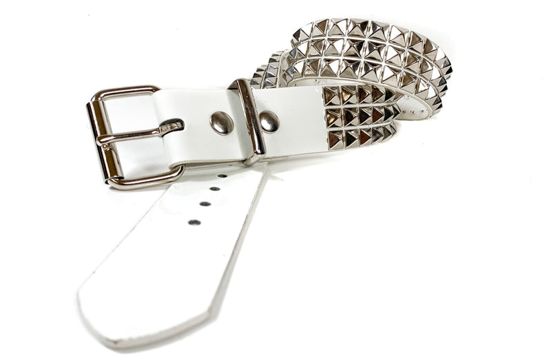 White Shiny Patent Studded  Punk Style Belt