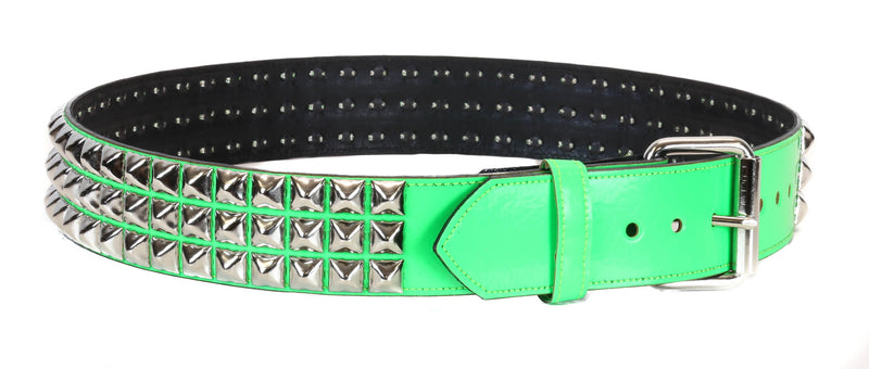 Neon Green Shiny Patent Studded  Punk Style Belt