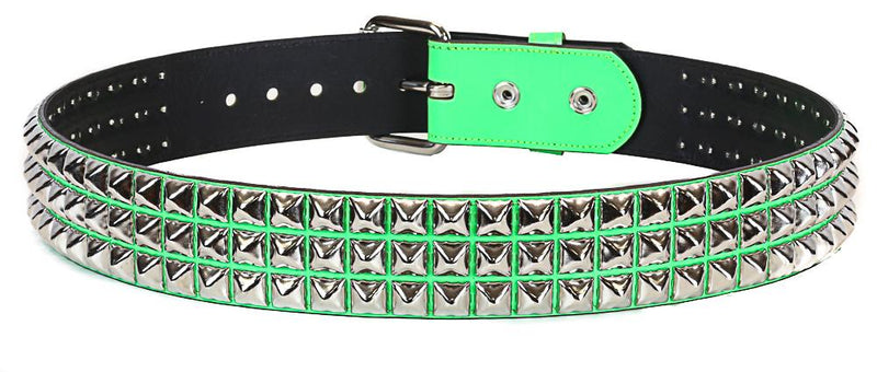Neon Green Shiny Patent Studded  Punk Style Belt