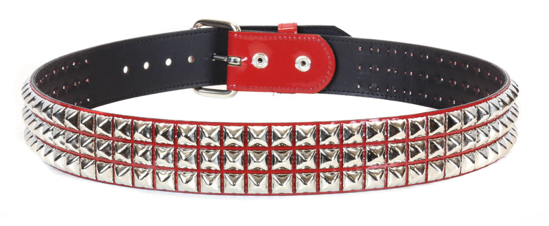Red Shiny Patent Studded  Punk Style Belt