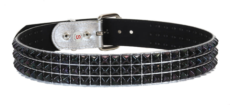 Silver Foil Black Studded  Punk Style Belt