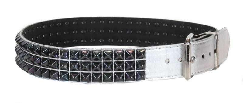 Silver Foil Black Studded  Punk Style Belt