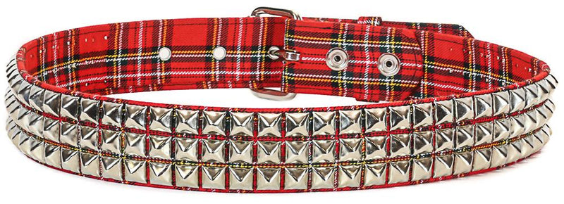 Plaid Red Punk Style Studded Belt