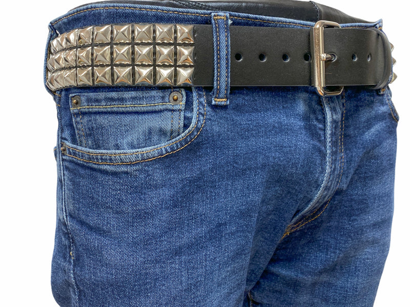 Vegan 3 Row Studded USA Leather Belt Premium Quality