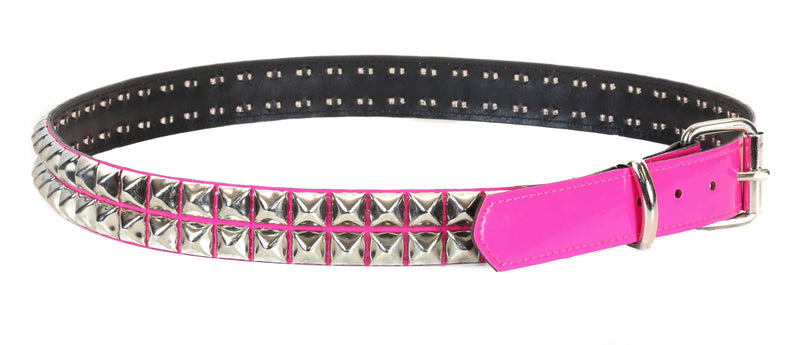 Hot Pink Patent 2 Row Studded Punk Influenced Belt By Funk Plus