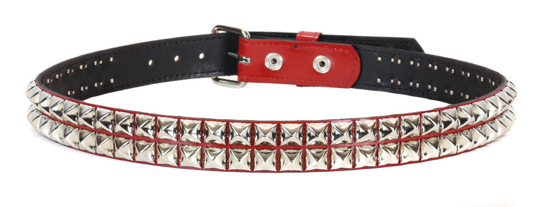 Red Patent 2 Row Studded Punk Influenced Belt By Funk Plus