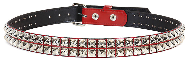 Red Patent 2 Row Studded Punk Influenced Belt By Funk Plus