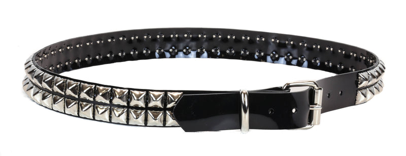 Vinyl Black 2 Row Studded Punk Influenced Belt By Funk Plus