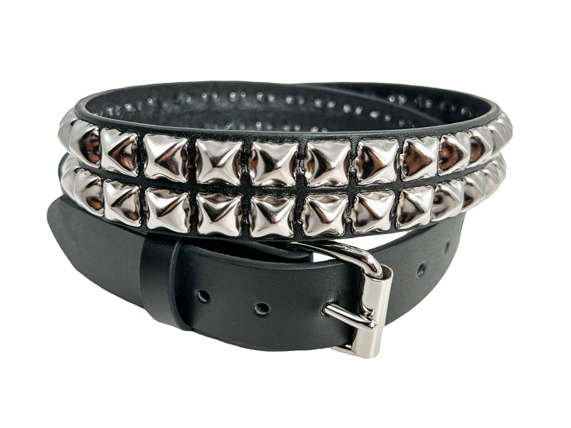 2 Row Silver Pyramid Studded Punk Influenced Belt By Funk Plus GRADE A