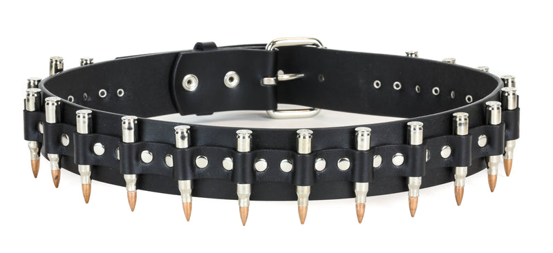 Real Bullet M16 Nickel Shell Copper TipsLeather Belt By Funk Plus