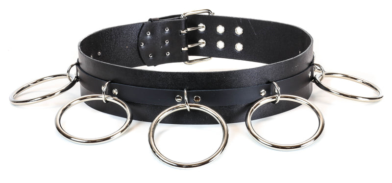 Wide Bondage Belt EXTRA-Large Rings Genuine Leather