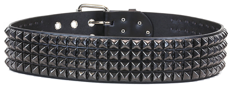 4 Rows Black Pyramid Stud  Punk Influenced Belt By Funk Plus