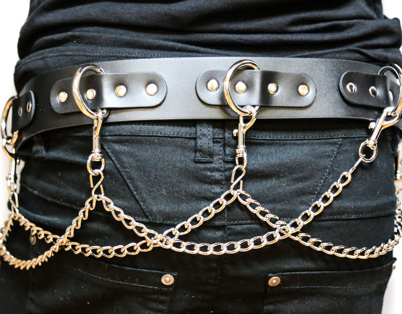 Bondage Belt Large O Ring Belt USA Made Genuine Leather Punk Goth Thrash  Metal
