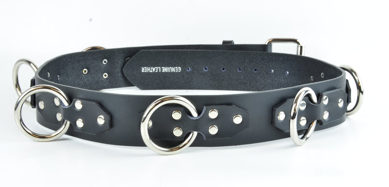 Bondage Belt Large 'O' Rings Genuine Leather