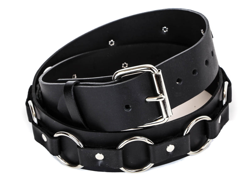 O Ring Strap Bondage Belt Large 'O' Rings Genuine Leather