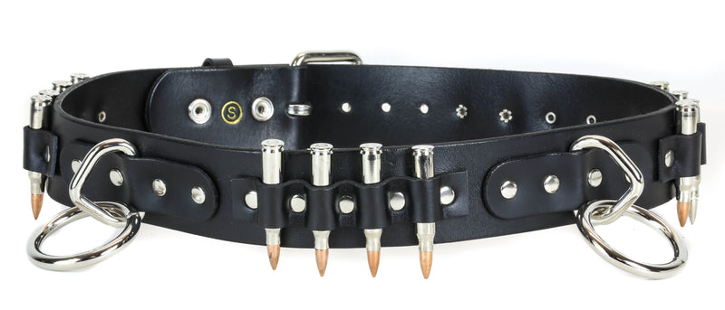 Real Bullet Bondage M16 Nickel Shell Leather Belt By Funk Plus