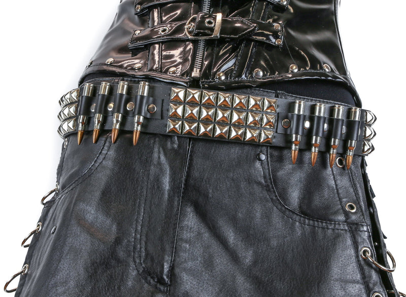 Real Bullet Bondage M16 Nickel Shell Leather Belt By Funk Plus