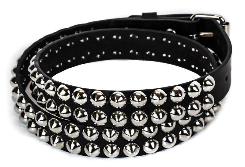 Double Row Black Big Conical Stud  Belt By Funk Plus
