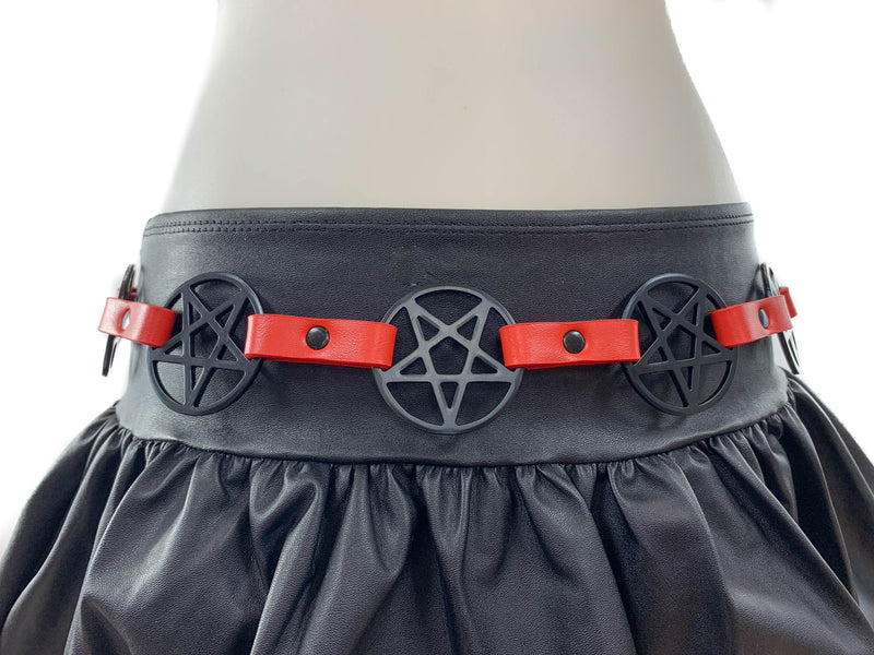 Black Red Pentagram Link Belt By Funk Plus