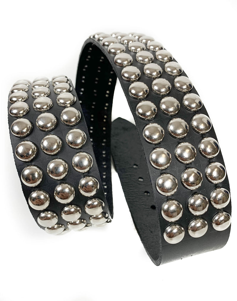 3 Row Large Round Studded Punk Influenced 1 3/4" Belt By Funk Plus
