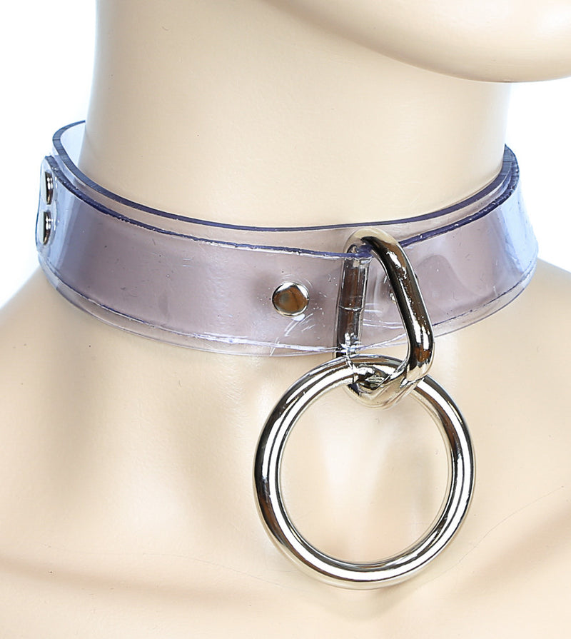Choker Rivets O Round Metal Silver Color Leather Collar Bondage