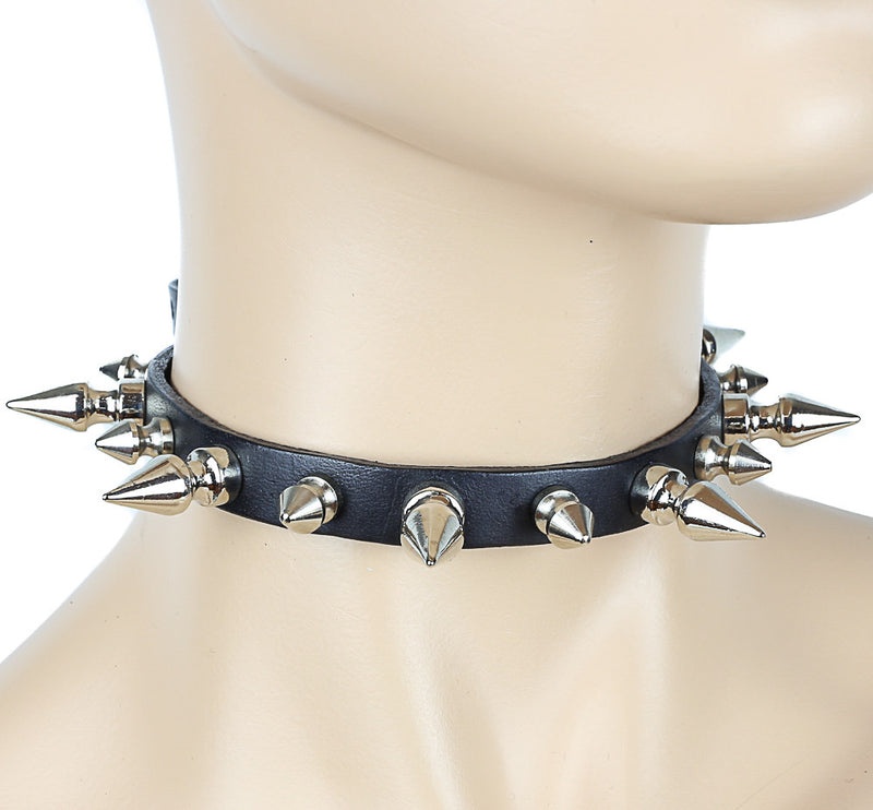 Half Inch and Full Inch Spiked Leather Choker