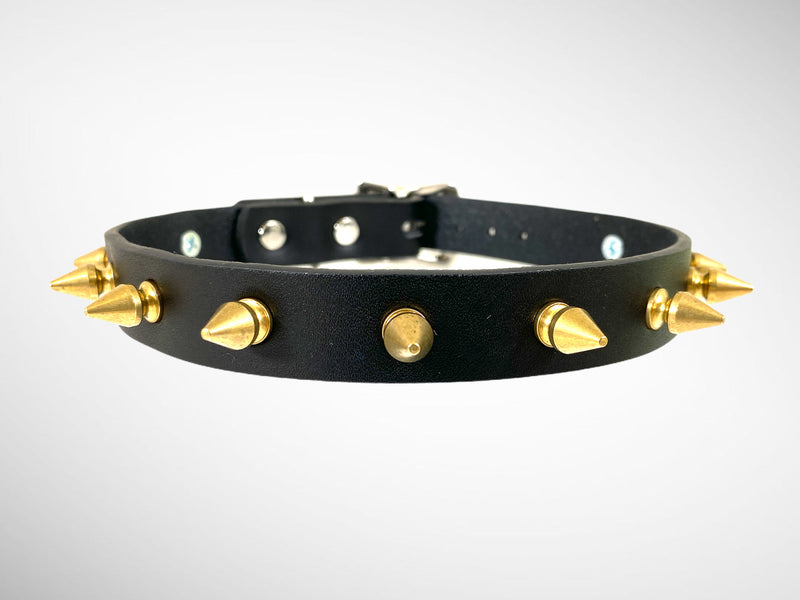 13/4 " BLACK LEATHER CHOKER WITH 1/2" SPIKES