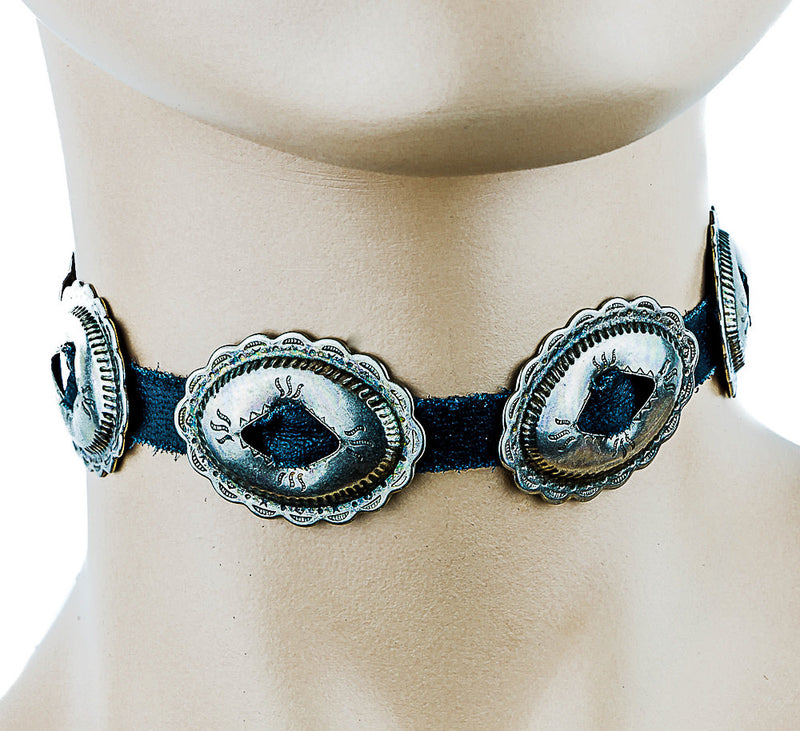 Black Choker with Western Oval Conchos