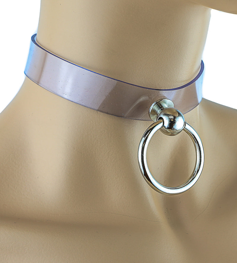 Bondage Simple Clear Choker With Small Door-Knocker O Ring