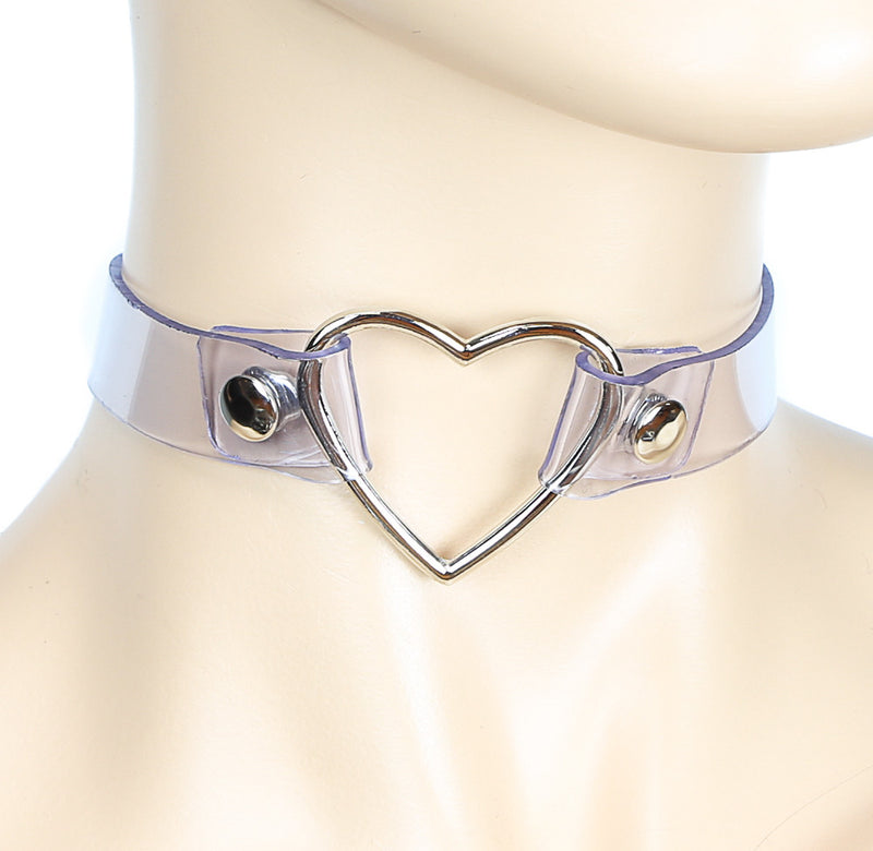 Clear See-Through Choker with Heart-Shaped Ring