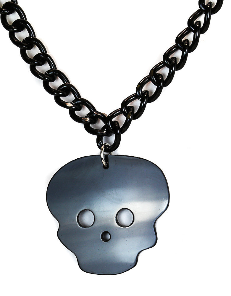 Ball Chain Necklace With Gothic Skull