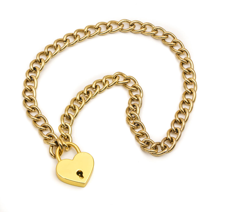 Heart Gold Padlock Necklace Pendant Premium Gold Regular Chain