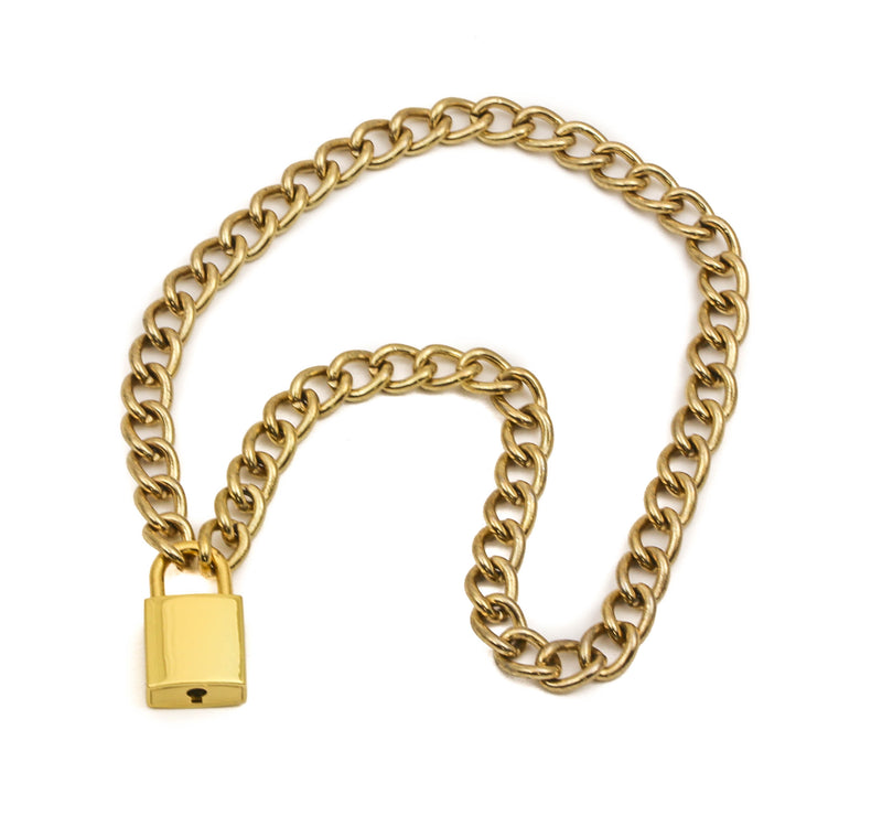 Gold Padlock Necklace Pendant Premium Gold Regular Chain