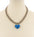 Heart Pad Lock Steel Chain Pendant Necklace Blue Pink Purple & Red