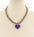 Heart Pad Lock Steel Chain Pendant Necklace Blue Pink Purple & Red