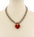 Heart Pad Lock Steel Chain Pendant Necklace Blue Pink Purple & Red