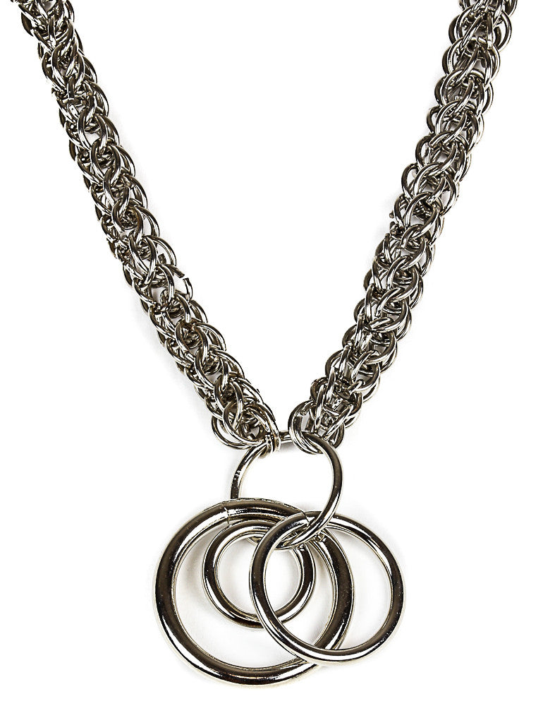 Braided Chain 3 Ring Necklace
