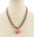 Heart Pad Lock Diamond Cut Chain Pendant Necklace Blue Pink Purple & Red