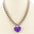 Heart Pad Lock Diamond Cut Chain Pendant Necklace Blue Pink Purple & Red