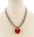 Heart Pad Lock Diamond Cut Chain Pendant Necklace Blue Pink Purple & Red