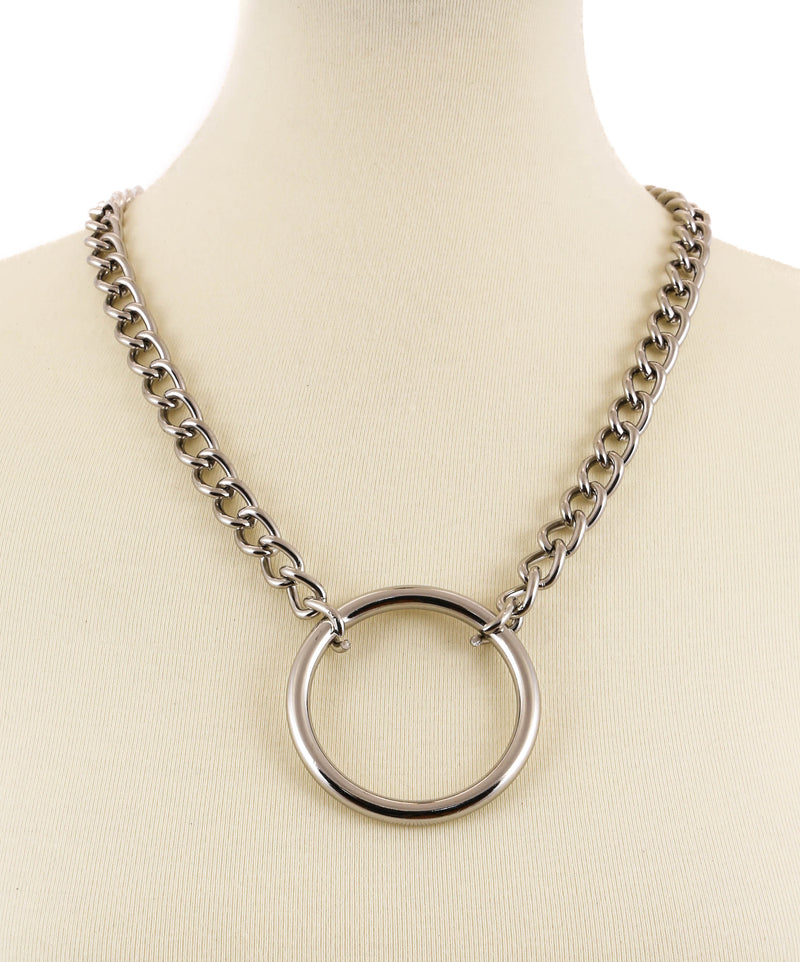 Large Ring Chain Ring Necklace