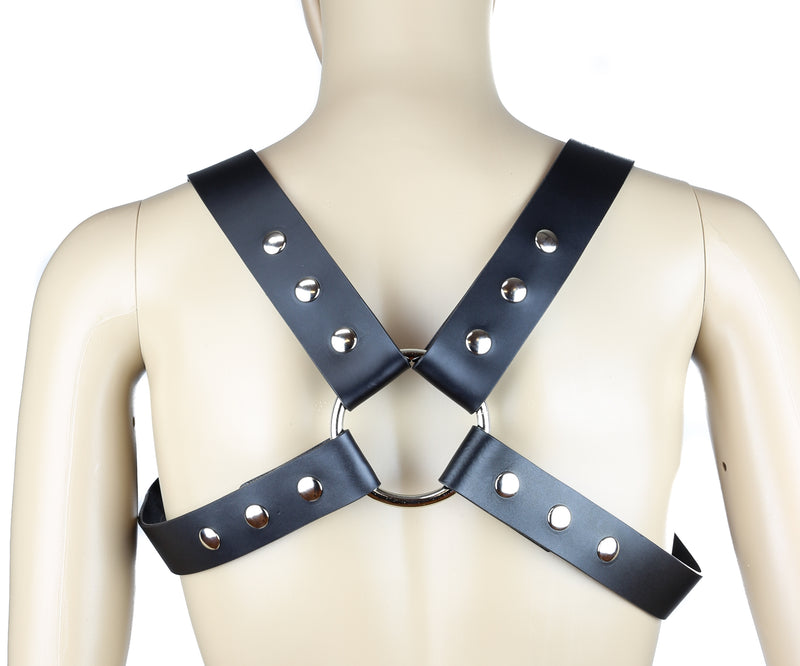 3" Spike Ring Wide  Leather Harness