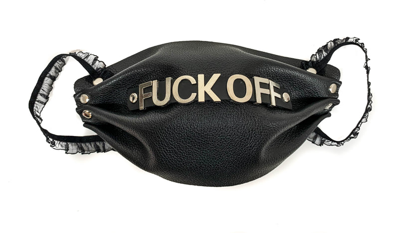 FUCK OFF  Face Mask Synthetic Leather Elastic Lace ups