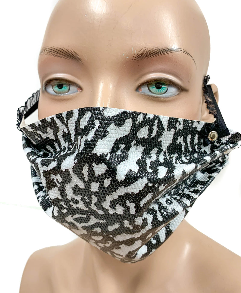 Gecko Face Mask Synthetic Leather Elastic Lace ups