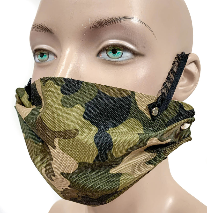 Camouflage Face Mask Synthetic Leather Elastic Lace ups