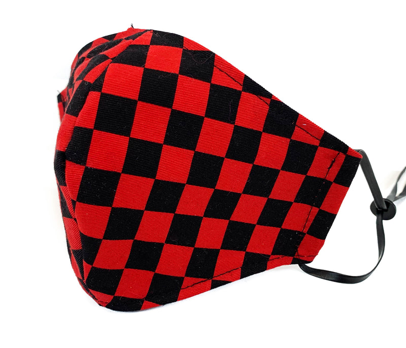 Red Checkered Fabric Face Mask fabric face covering mask