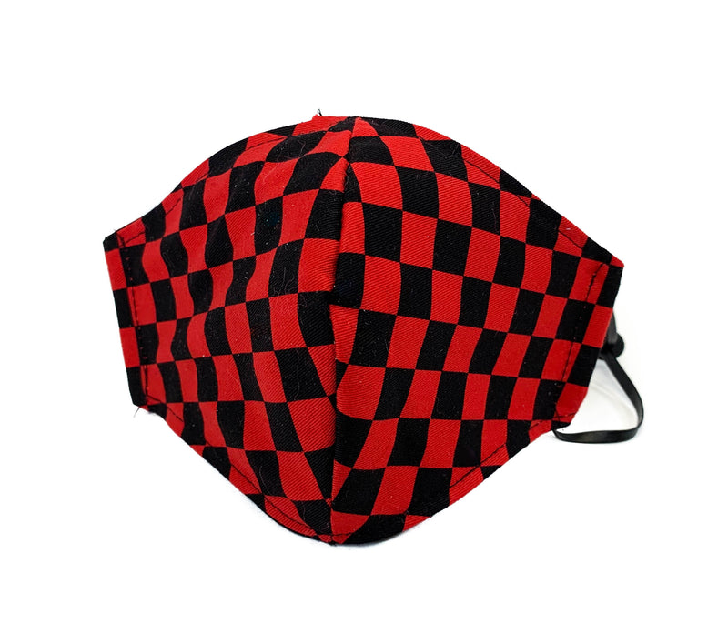 Red Checkered Fabric Face Mask fabric face covering mask