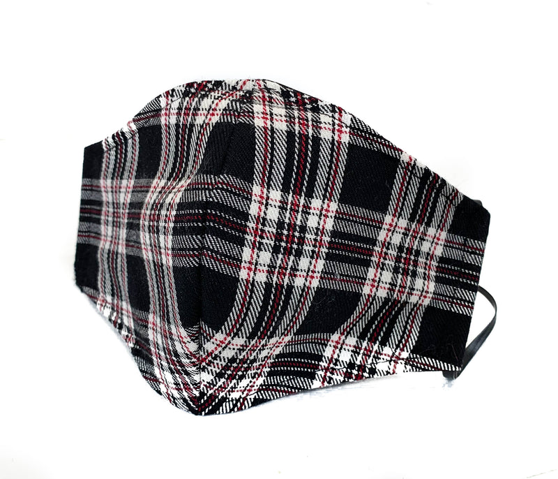 Black Plaid Fabric Face Mask fabric face covering mask